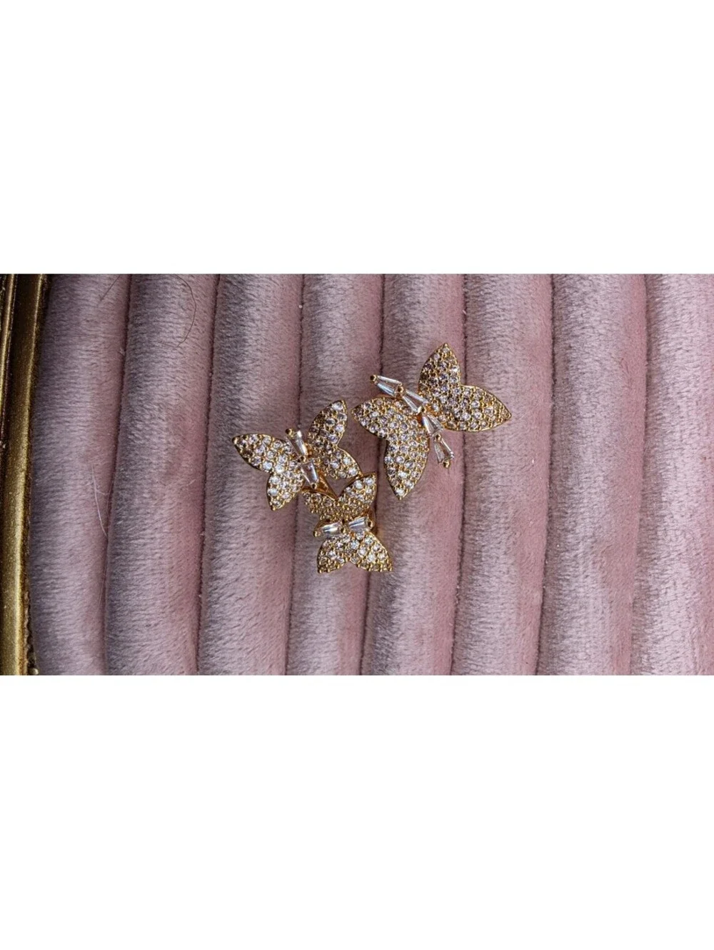 Adjustable Butterfly Ring Size 7.5 with Sparkling Zirconia